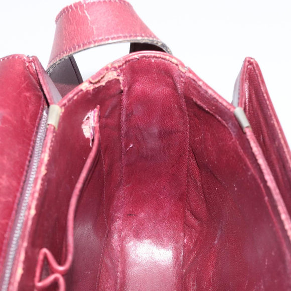 CELINE Shoulder Bag Leather Bordeaux Gold Auth ep15984