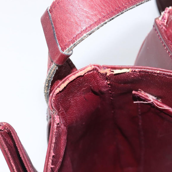 CELINE Shoulder Bag Leather Bordeaux Gold Auth ep15984