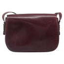 CELINE Shoulder Bag Leather Bordeaux Gold Auth ep15984-2