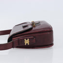 CELINE Shoulder Bag Leather Bordeaux Gold Auth ep15984-4