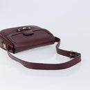 CELINE Shoulder Bag Leather Bordeaux Gold Auth ep15984-7