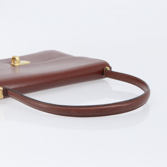 Christian Dior Hand Bag Leather Brown Gold Auth ep15988