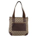 GUCCI GG Canvas Tote Bag Beige Silver 019 0402 Auth ep15996-13