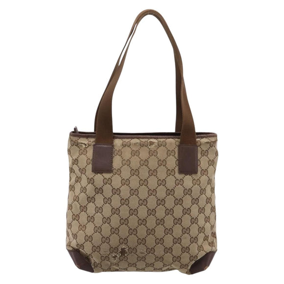 GUCCI GG Canvas Tote Bag Beige Silver 019 0402 Auth ep15996