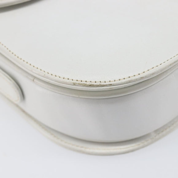 CELINE Shoulder Bag Leather White Gold Auth ep15998