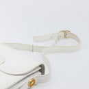 CELINE Shoulder Bag Leather White Gold Auth ep15998-8