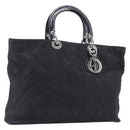 Christian Dior Canage Hand Bag Nylon Black Silver Auth ep15999-1