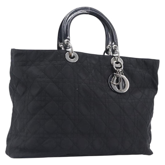 Christian Dior Canage Hand Bag Nylon Black Silver Auth ep15999