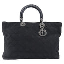 Christian Dior Canage Hand Bag Nylon Black Silver Auth ep15999-13