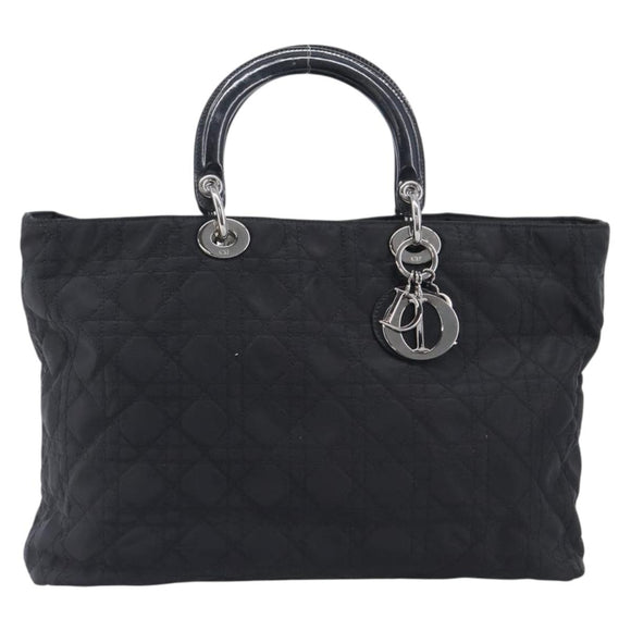 Christian Dior Canage Hand Bag Nylon Black Silver Auth ep15999