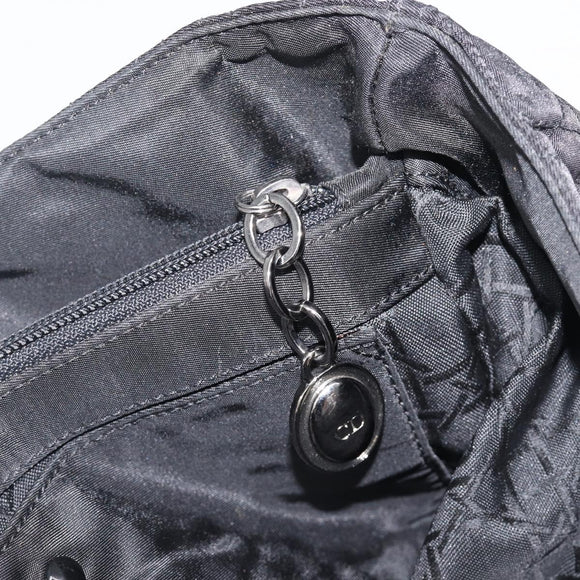 Christian Dior Canage Hand Bag Nylon Black Silver Auth ep15999
