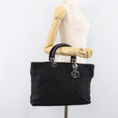 Christian Dior Canage Hand Bag Nylon Black Silver Auth ep15999-23