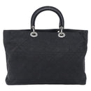Christian Dior Canage Hand Bag Nylon Black Silver Auth ep15999-2
