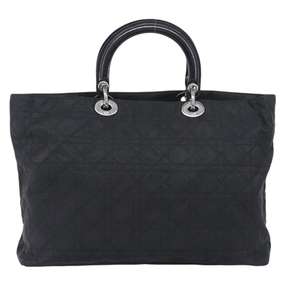 Christian Dior Canage Hand Bag Nylon Black Silver Auth ep15999