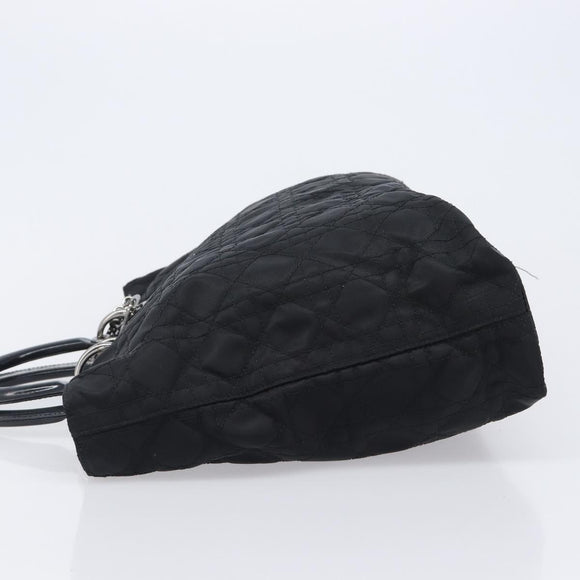 Christian Dior Canage Hand Bag Nylon Black Silver Auth ep15999