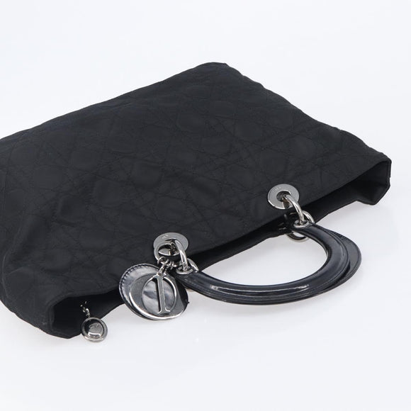 Christian Dior Canage Hand Bag Nylon Black Silver Auth ep15999
