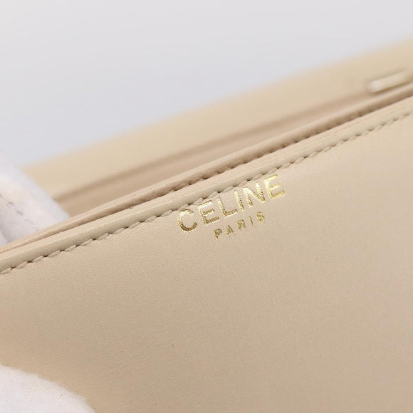 CELINE Shoulder Bag Leather Ivory Gold Auth ep16002