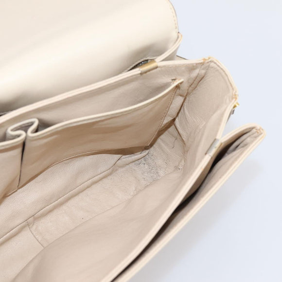 CELINE Shoulder Bag Leather Ivory Gold Auth ep16002