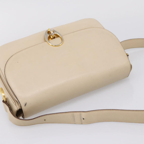 CELINE Shoulder Bag Leather Ivory Gold Auth ep16002