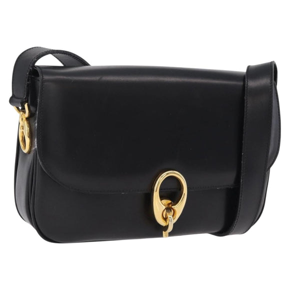 CELINE Shoulder Bag Leather Black Gold Auth ep16020A