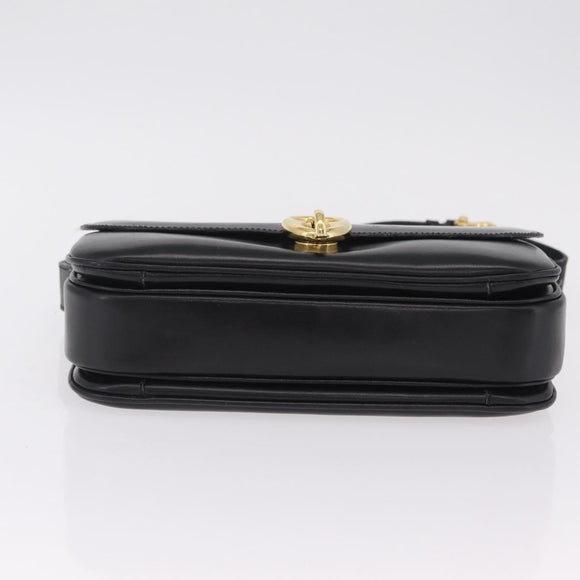 CELINE Shoulder Bag Leather Black Gold Auth ep16020A