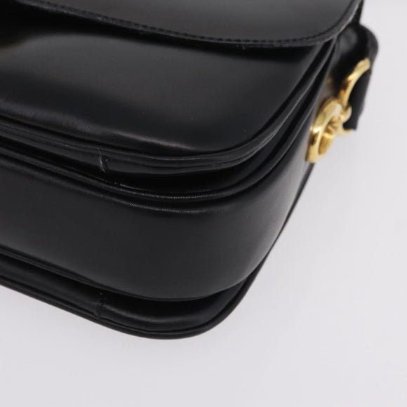 CELINE Shoulder Bag Leather Black Gold Auth ep16020A