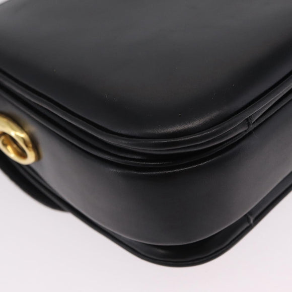 CELINE Shoulder Bag Leather Black Gold Auth ep16020A
