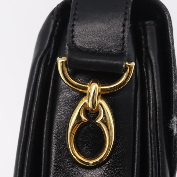 CELINE Shoulder Bag Leather Black Gold Auth ep16020A