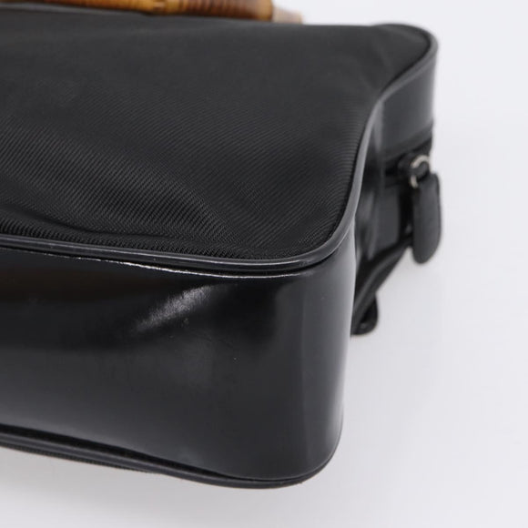 GUCCI Bamboo Hand Bag Nylon Black Silver 000 2040 0538 Auth ep16022