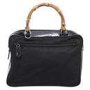 GUCCI Bamboo Hand Bag Nylon Black Silver 000 2040 0538 Auth ep16022-2