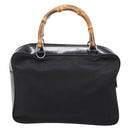 GUCCI Bamboo Hand Bag Nylon Black Silver 000 2040 0538 Auth ep16022-3
