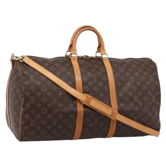 LOUIS VUITTON Monogram Keepall Bandouliere 55 Boston Bag M41414 LV Auth ep16028