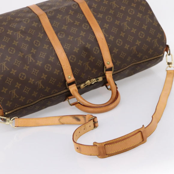 LOUIS VUITTON Monogram Keepall Bandouliere 55 Boston Bag M41414 LV Auth ep16028
