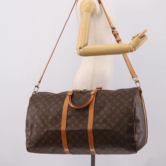 LOUIS VUITTON Monogram Keepall Bandouliere 55 Boston Bag M41414 LV Auth ep16028
