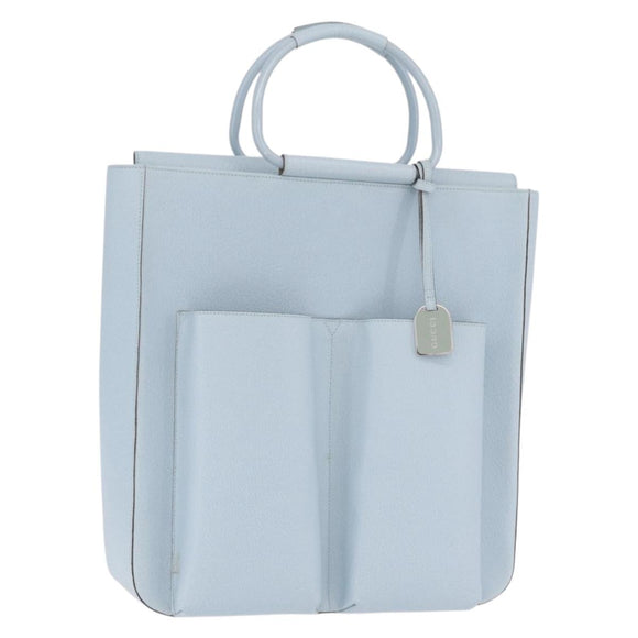 GUCCI Hand Bag Leather Light Blue Silver Auth ep16029