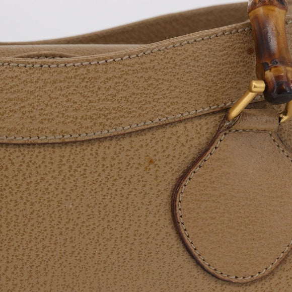 GUCCI Bamboo Hand Bag Leather Beige Gold 002 1186 0260 Auth ep16036