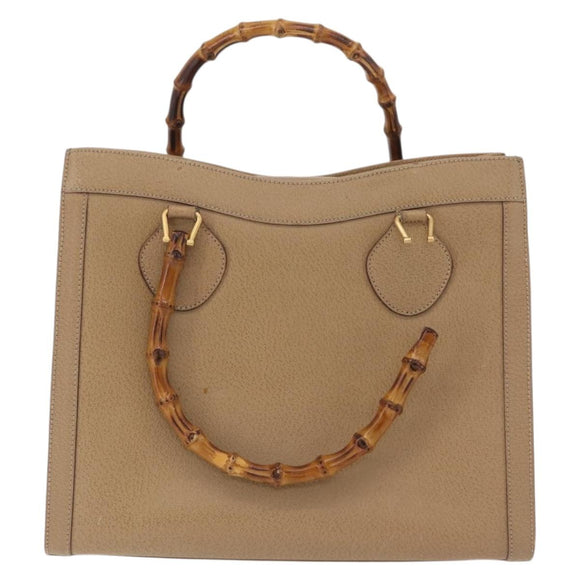 GUCCI Bamboo Hand Bag Leather Beige Gold 002 1186 0260 Auth ep16036