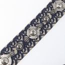 Christian Dior Trotter Canvas Strap 36.6"" Navy Gold Silver Auth ep16047-10