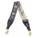 Christian Dior Trotter Canvas Strap 36.6"" Navy Gold Silver Auth ep16047-2