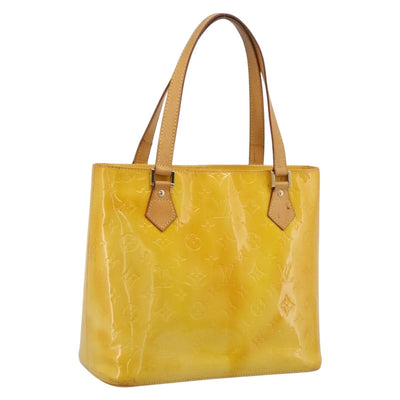 LOUIS VUITTON Monogram Vernis Houston Bag Lime Yellow M91055 LV Auth ep16061