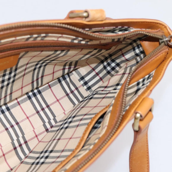 BURBERRY Hand Bag Leather Brown Gold Auth ep16062