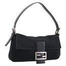FENDI Mamma Baguette Shoulder Bag Cotton Jersey Black Silver 26424 Auth ep16064A-1