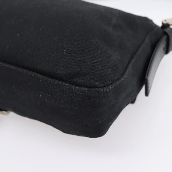 FENDI Mamma Baguette Shoulder Bag Cotton Jersey Black Silver 26424 Auth ep16064A