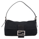 FENDI Mamma Baguette Shoulder Bag Cotton Jersey Black Silver 26424 Auth ep16064A-13
