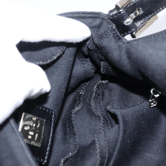 FENDI Mamma Baguette Shoulder Bag Cotton Jersey Black Silver 26424 Auth ep16064A