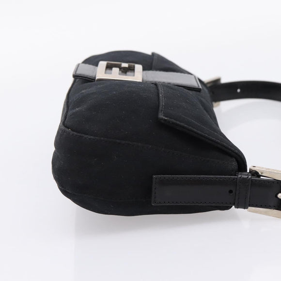 FENDI Mamma Baguette Shoulder Bag Cotton Jersey Black Silver 26424 Auth ep16064A