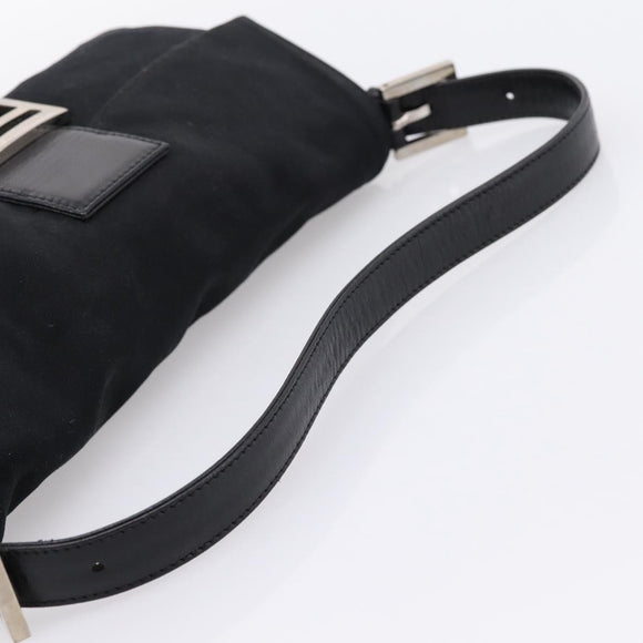FENDI Mamma Baguette Shoulder Bag Cotton Jersey Black Silver 26424 Auth ep16064A