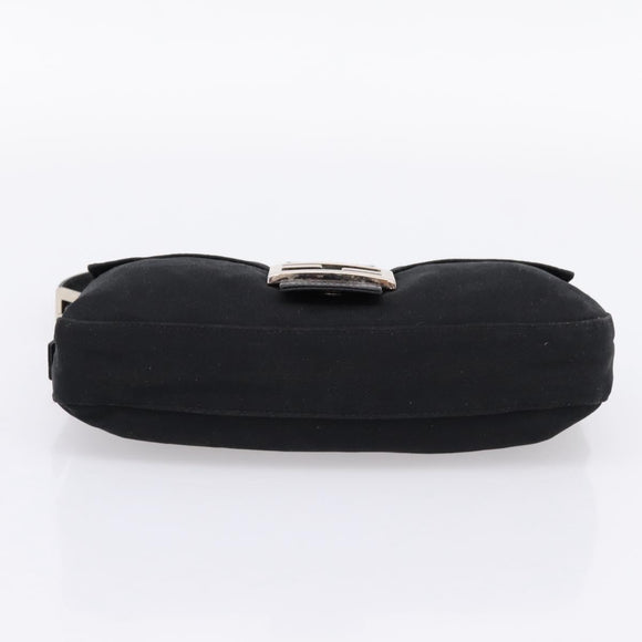 FENDI Mamma Baguette Shoulder Bag Cotton Jersey Black Silver 26424 Auth ep16064A