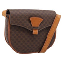 CELINE Macadam Canvas Shoulder Bag PVC Leather Brown Gold Auth ep16065-1