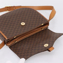 CELINE Macadam Canvas Shoulder Bag PVC Leather Brown Gold Auth ep16065-18